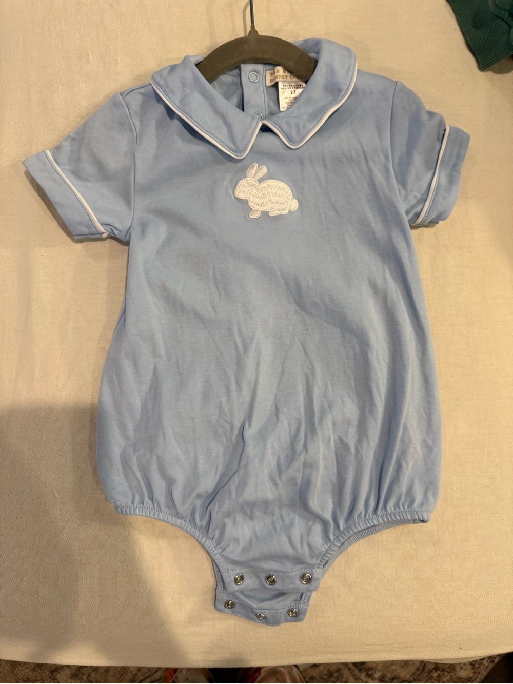 The Beaufort Bonnet Company Light Blue Bunny Romper